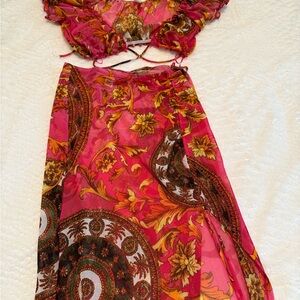 Vibrant Pink and Orange Floral Top